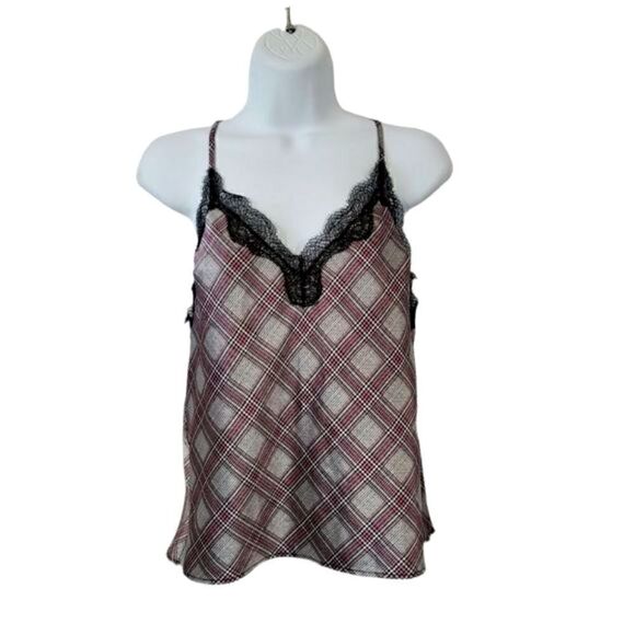 Victoria's Secret Pink and Black Houndstooth Tweed Satin Lace Cami Size Small - Picture 2 of 10